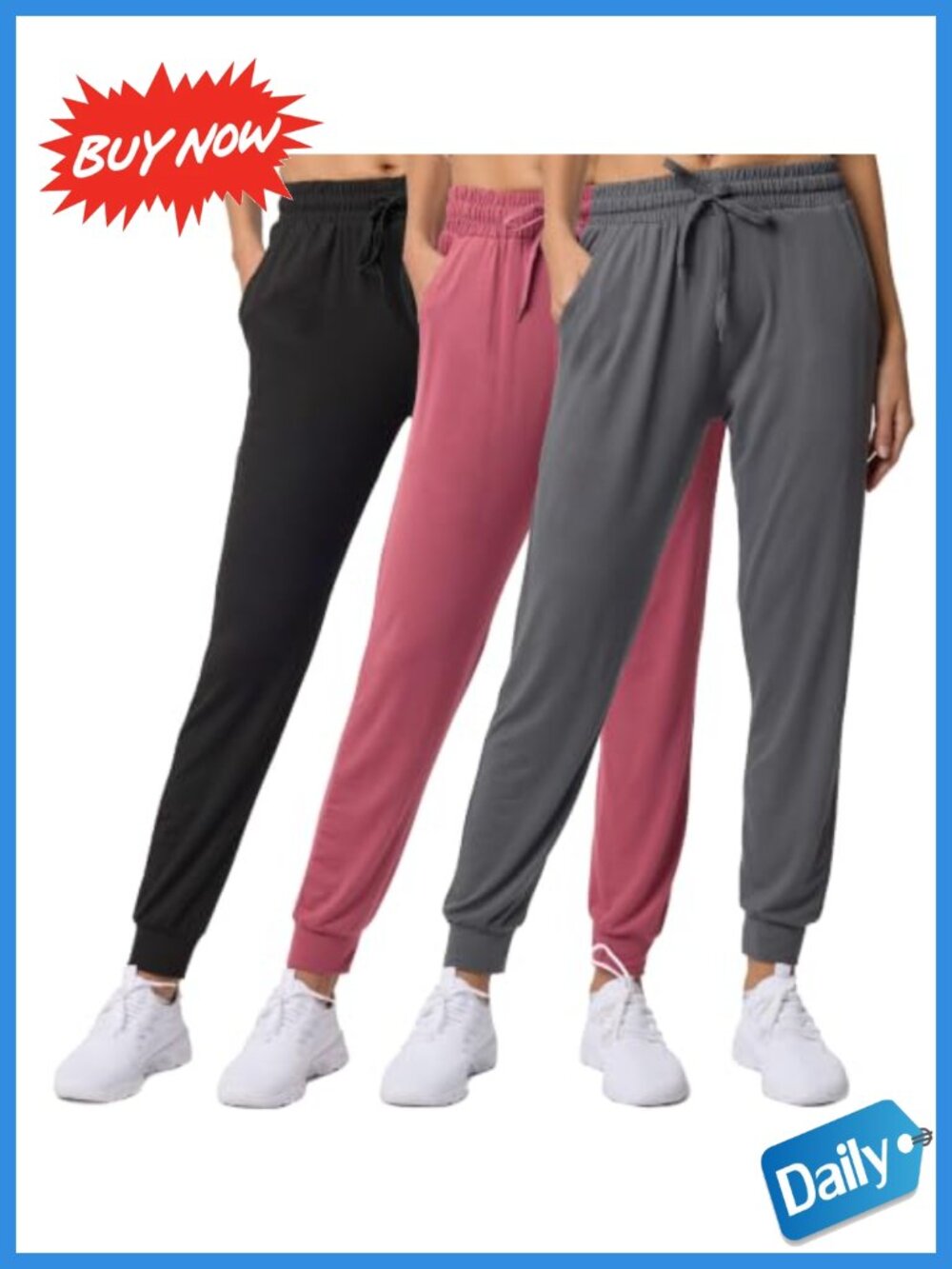 3 Pack Women's Joggers Sweatpants Lounge Pants Yoga Workout Pajama Pockets